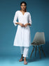 Chikankari Hand embroidery Anarkali Dress in Cotton White